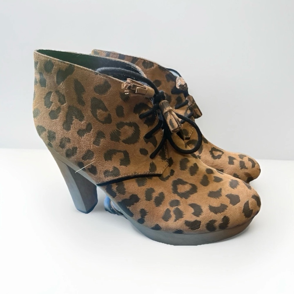 Rebecca Taylor Tan Leopard Print Heeled Boots